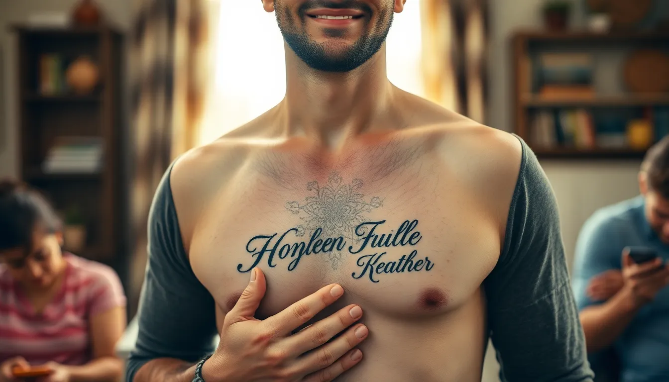 50 Bold Chest Tattoo Ideas for Men: Powerful Words That Make a Statement 4 50 Bold Chest Tattoo Ideas for Men: Powerful Words That Make a Statement 3