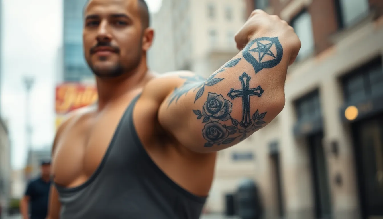 Cross and Roses Tattoo for Men: 30+ Designs, Meanings & Placement Ideas 4 Cross and Roses Tattoo for Men: 30+ Designs, Meanings & Placement Ideas 3