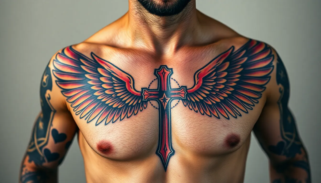 Cross With Wings Tattoo For Men: 50+ Powerful Designs & Meanings That Inspire 4 Cross With Wings Tattoo For Men: 50+ Powerful Designs & Meanings That Inspire 3