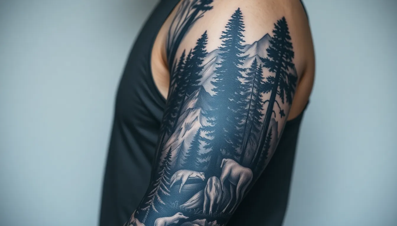 50 Forest Sleeve Tattoo Ideas for Men: Nature-Inspired Designs & Placement Tips 4 50 Forest Sleeve Tattoo Ideas for Men: Nature-Inspired Designs & Placement Tips 3