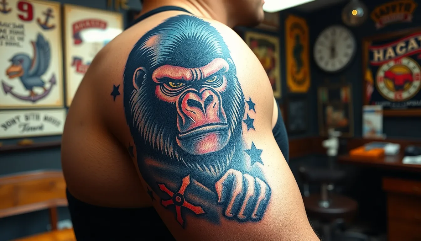50+ Bold Gorilla Tattoo Ideas for Men: From Realistic to Tribal Designs 4 50+ Bold Gorilla Tattoo Ideas for Men: From Realistic to Tribal Designs 3