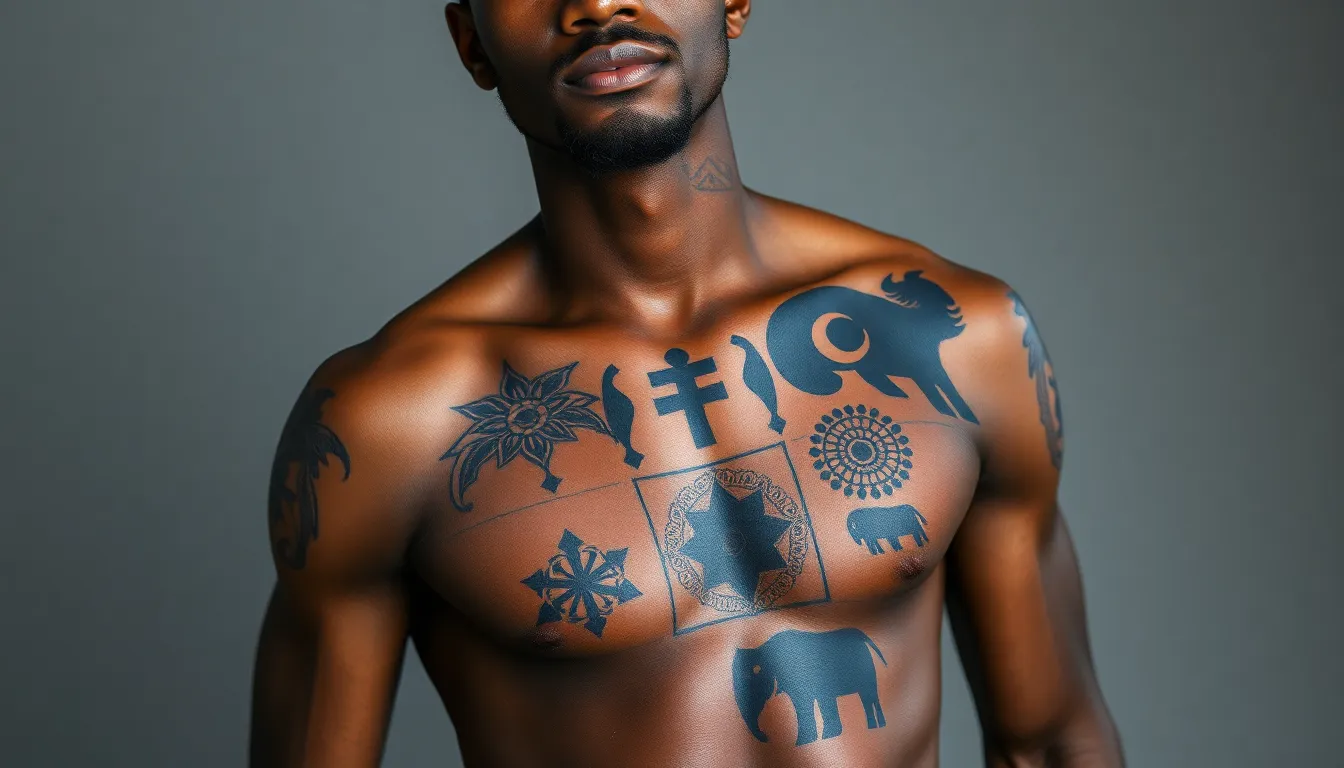 50 Bold Half Chest Tattoo Ideas for Black Men: Cultural & Modern Designs That Pop 4 50 Bold Half Chest Tattoo Ideas for Black Men: Cultural & Modern Designs That Pop 3