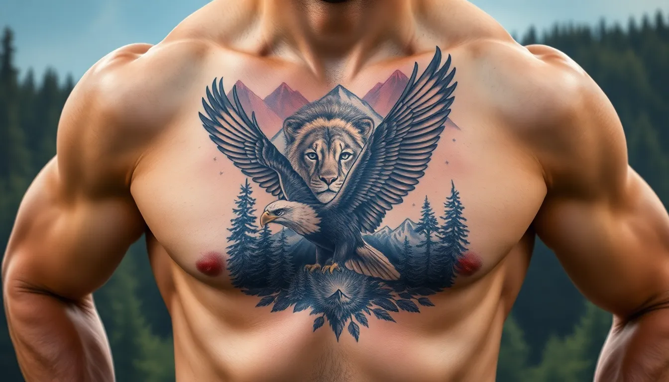 50 Bold Half Chest Tattoo Ideas for Men: Designs That Make a Statement 3