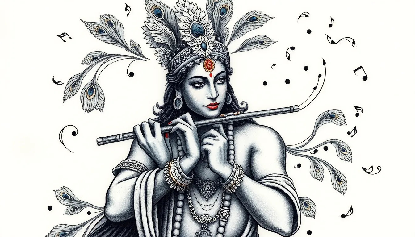 50+ Powerful Krishna Tattoo Designs for Men: Spiritual Ink Ideas & Meanings 4 50+ Powerful Krishna Tattoo Designs for Men: Spiritual Ink Ideas & Meanings 3