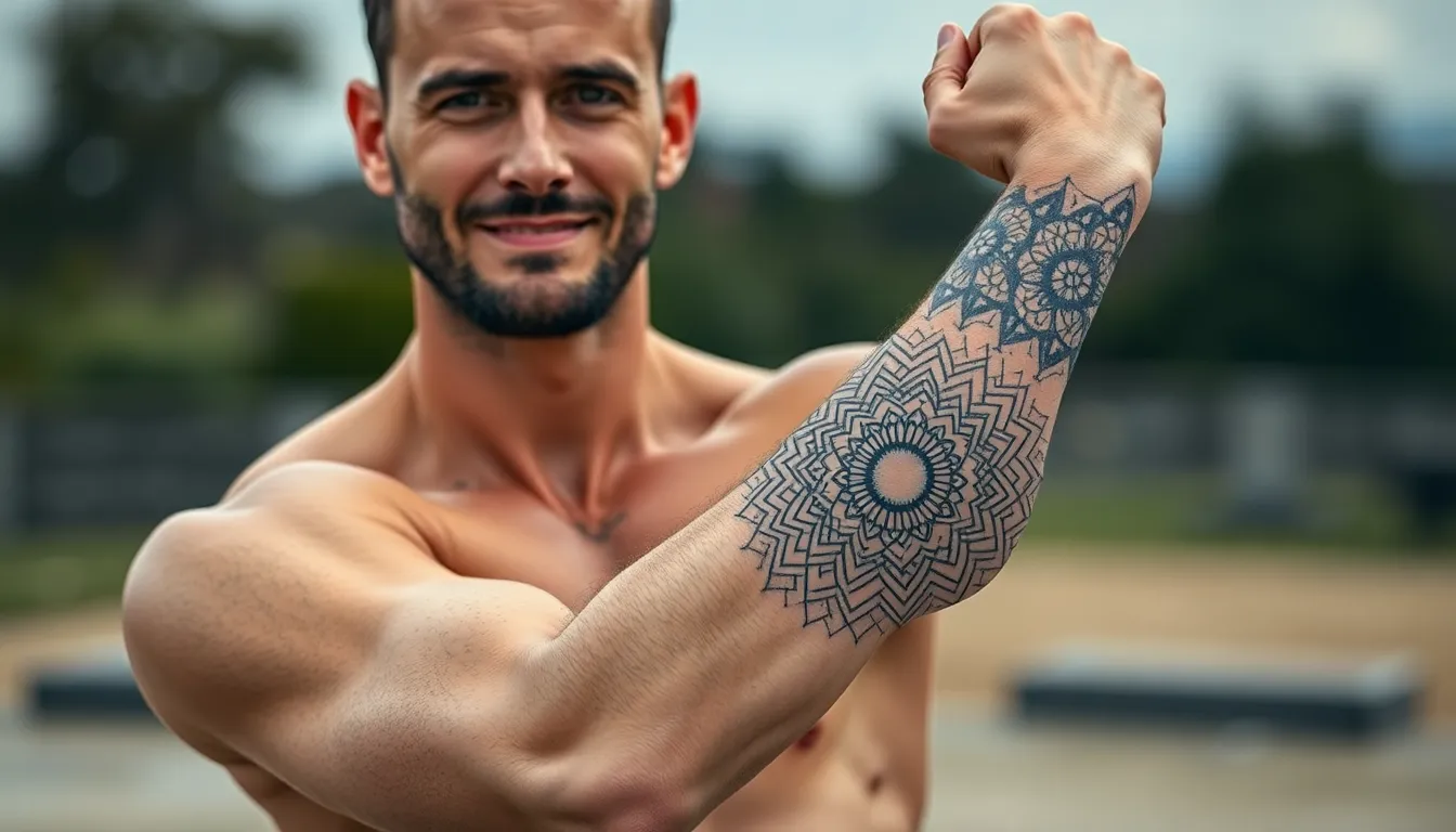Mandala Tattoo Sleeve for Men: Sacred Geometry Designs & Placement Guide 4 Mandala Tattoo Sleeve for Men: Sacred Geometry Designs & Placement Guide 3