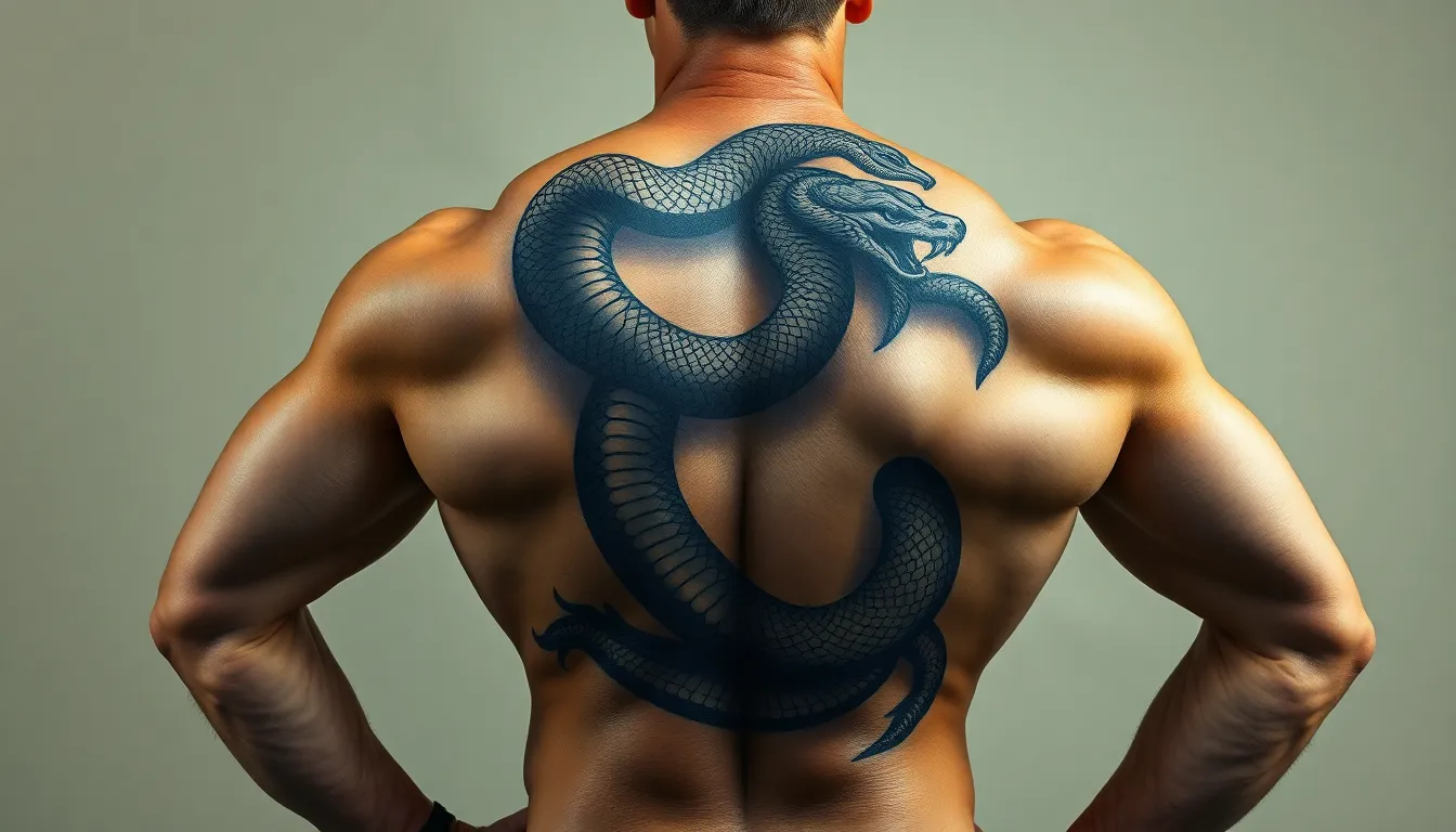 50 Bold Snake Back Tattoo Ideas for Men: Designs, Costs & Pain Guide 4 50 Bold Snake Back Tattoo Ideas for Men: Designs, Costs & Pain Guide 3