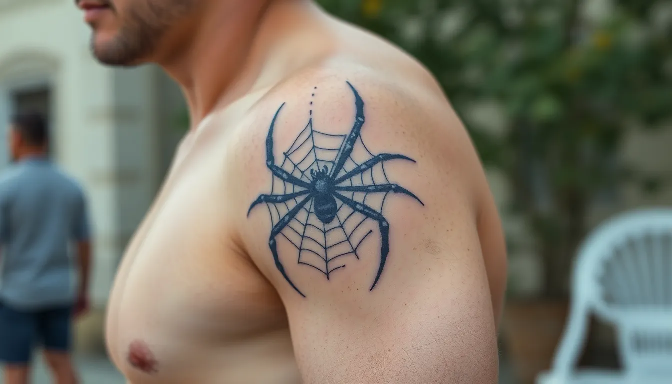50 Bold Spider Tattoo Ideas for Men: From Black Widows to Geometric Designs 4 50 Bold Spider Tattoo Ideas for Men: From Black Widows to Geometric Designs 3