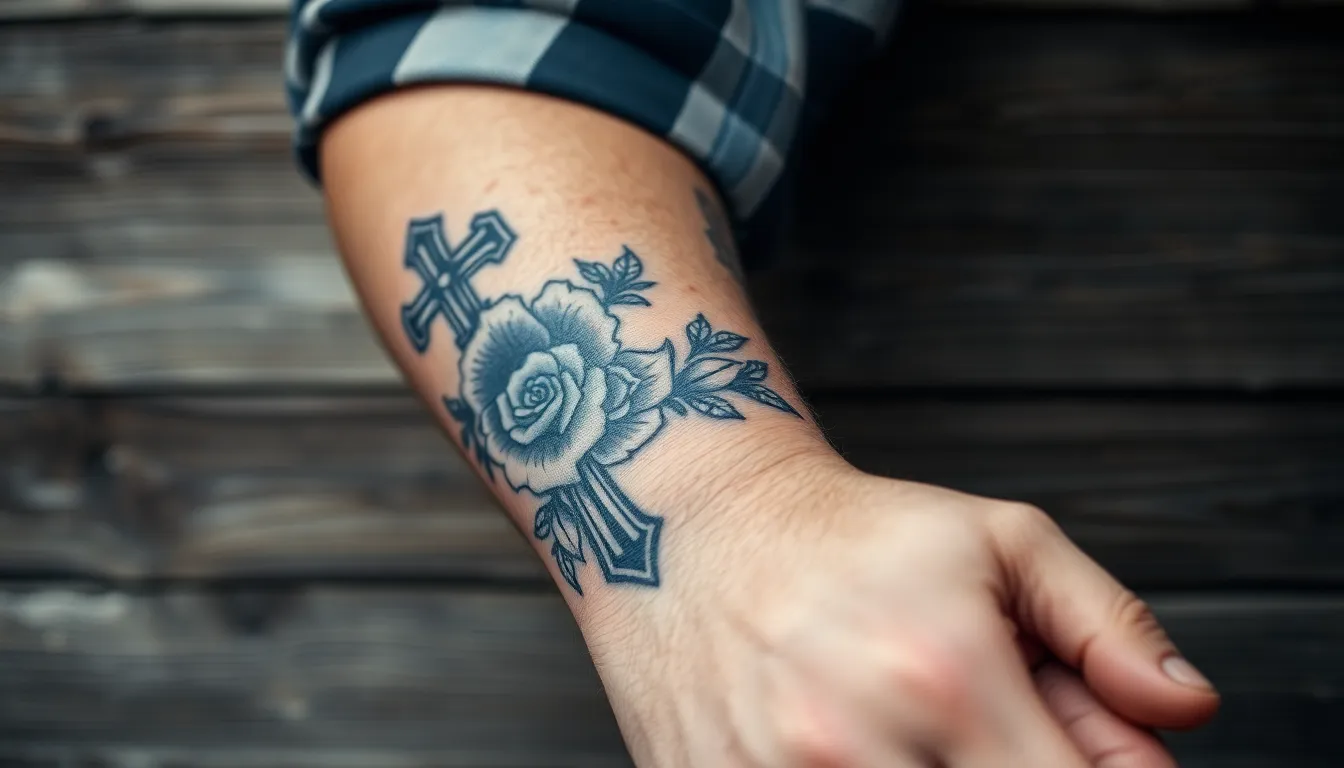 Cross and Roses Tattoo for Men: 30+ Designs, Meanings & Placement Ideas 6 Cross and Roses Tattoo for Men: 30+ Designs, Meanings & Placement Ideas 5