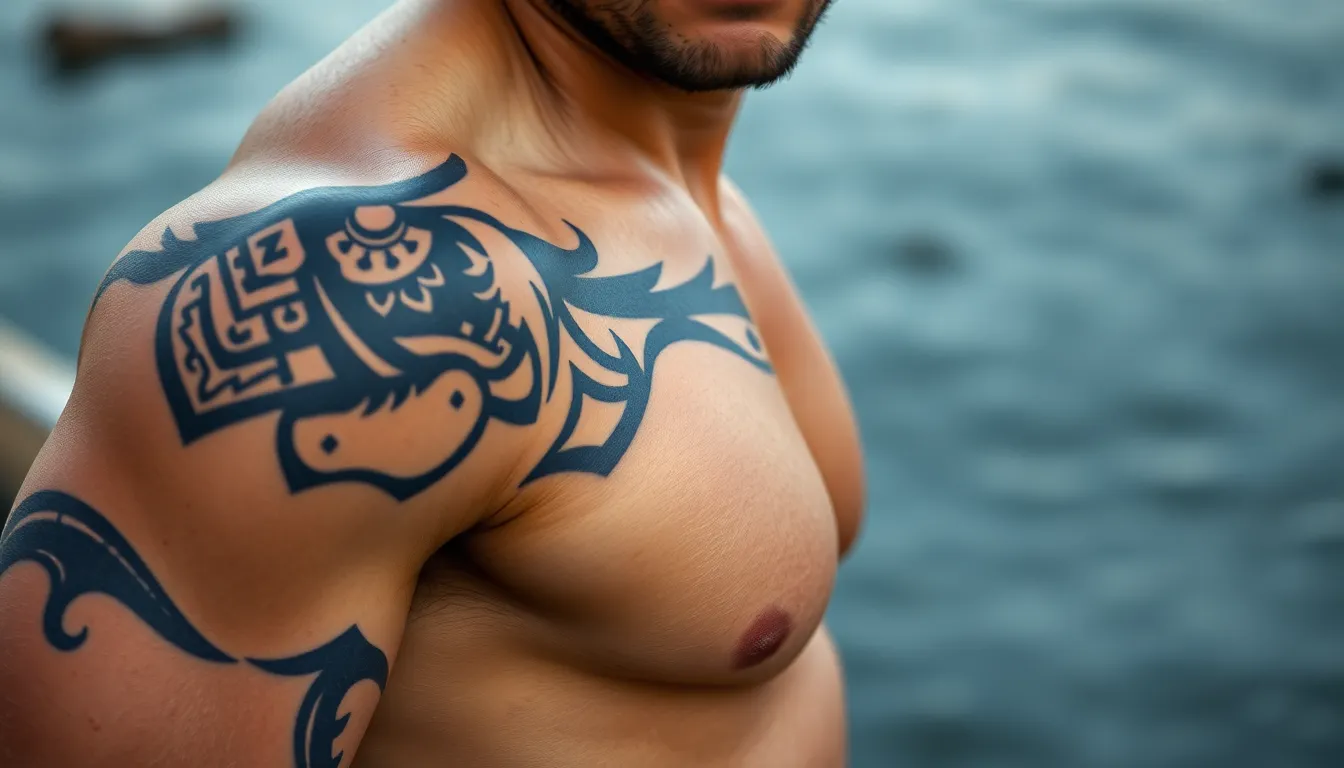50 Bold Horizontal Tattoo Ideas for Men: Chest, Back & Shoulder Designs 6 50 Bold Horizontal Tattoo Ideas for Men: Chest, Back & Shoulder Designs 5