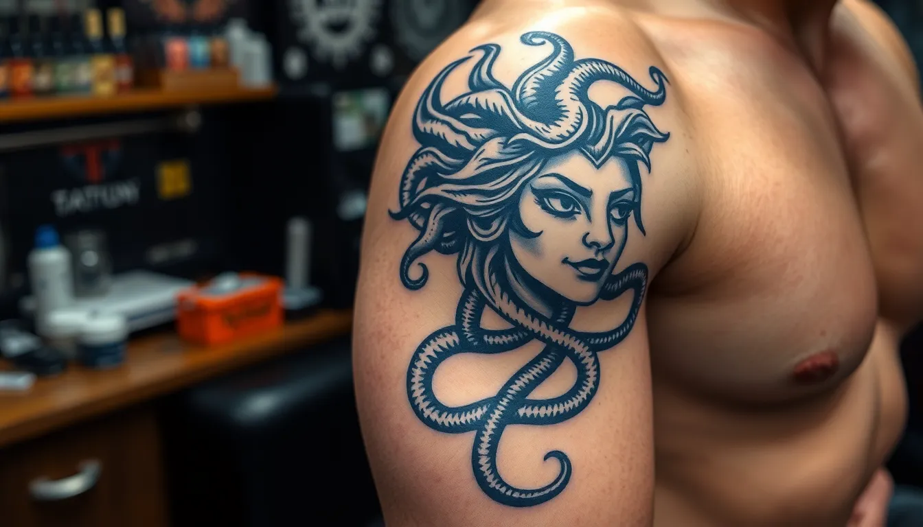 50+ Bold Medusa Tattoo Designs for Men: Mythological Ink Ideas & Placement Guide 6 50+ Bold Medusa Tattoo Designs for Men: Mythological Ink Ideas & Placement Guide 5