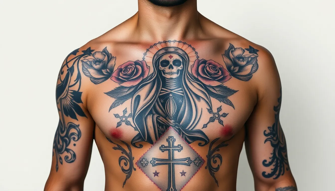 Santa Muerte Tattoo for Men: 50+ Powerful Designs & Meanings Guide 2025 6 Santa Muerte Tattoo for Men: 50+ Powerful Designs & Meanings Guide 2025 5