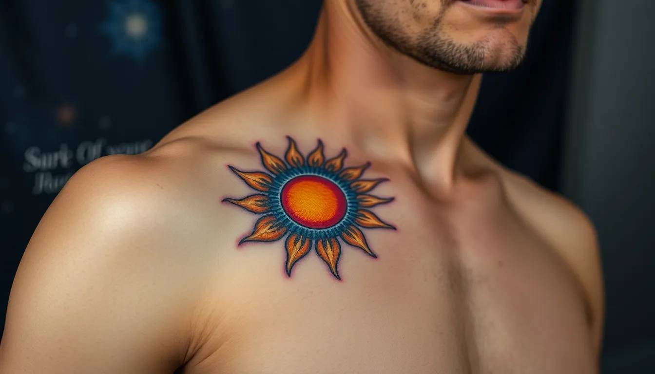 50 Powerful Sun Tattoo Designs for Men: From Tribal to Modern Styles (2025 Guide) 6 50 Powerful Sun Tattoo Designs for Men: From Tribal to Modern Styles (2025 Guide) 5
