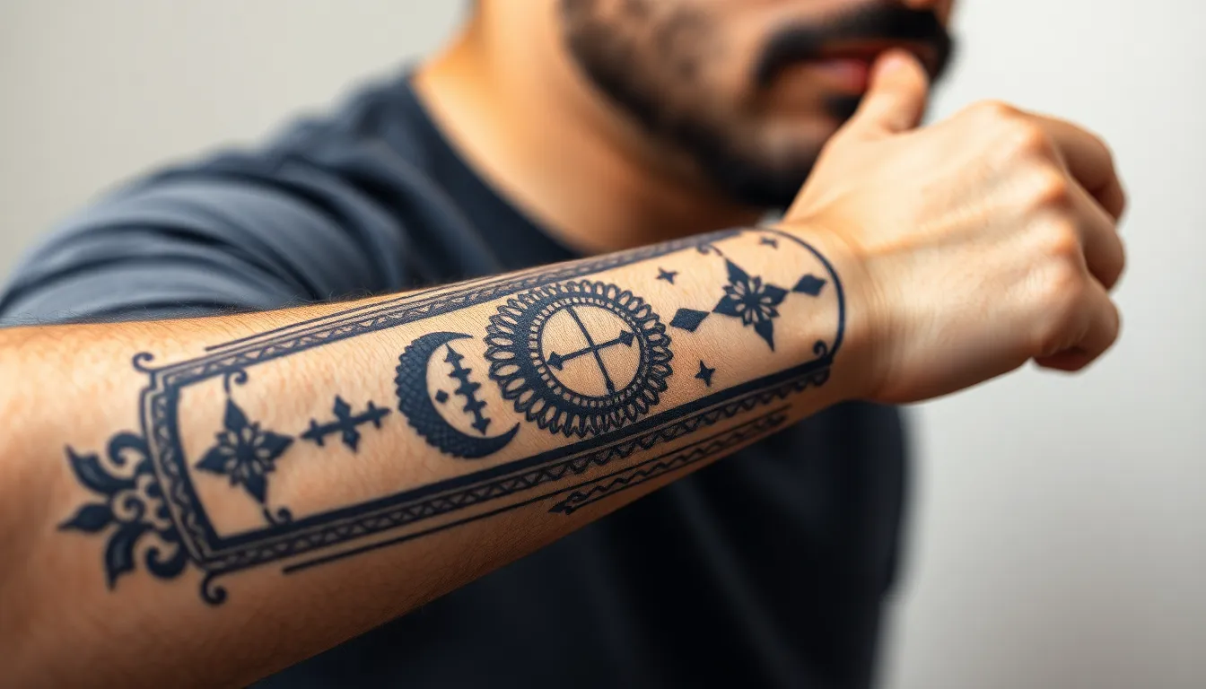 50 Bold Arabic Tattoo Designs for Men: Meaningful Scripts & Cultural Symbols 8 50 Bold Arabic Tattoo Designs for Men: Meaningful Scripts & Cultural Symbols 7