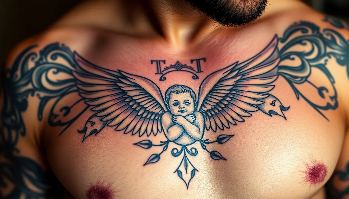 50+ Baby Angel Tattoo Ideas for Men: Meaningful Designs & Placement Guide 8 50+ Baby Angel Tattoo Ideas for Men: Meaningful Designs & Placement Guide 7