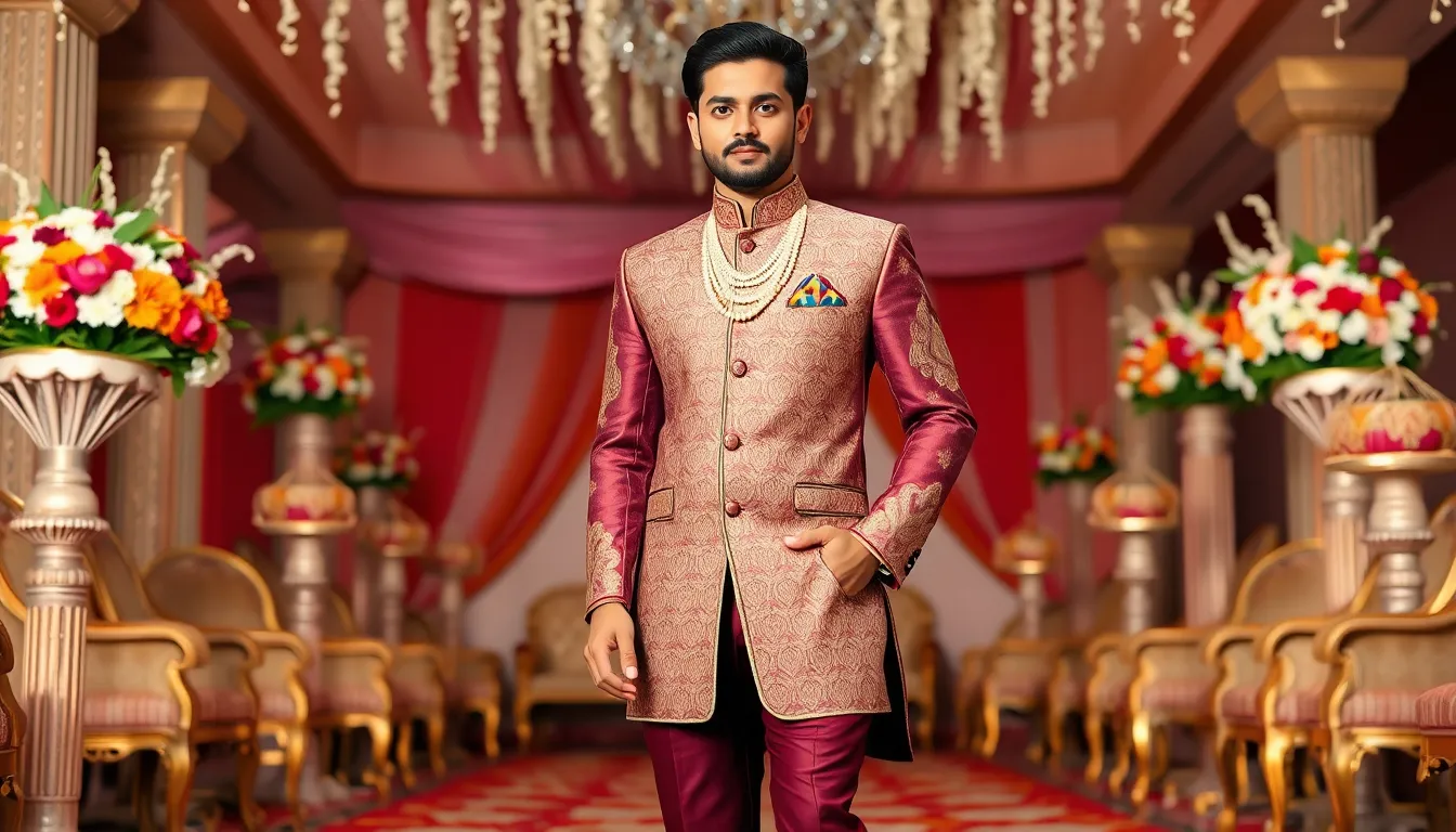 Indian Wedding Suits: Best Coat Pant Combinations for Grooms 2025 8 Indian Wedding Suits: Best Coat Pant Combinations for Grooms 2025 7