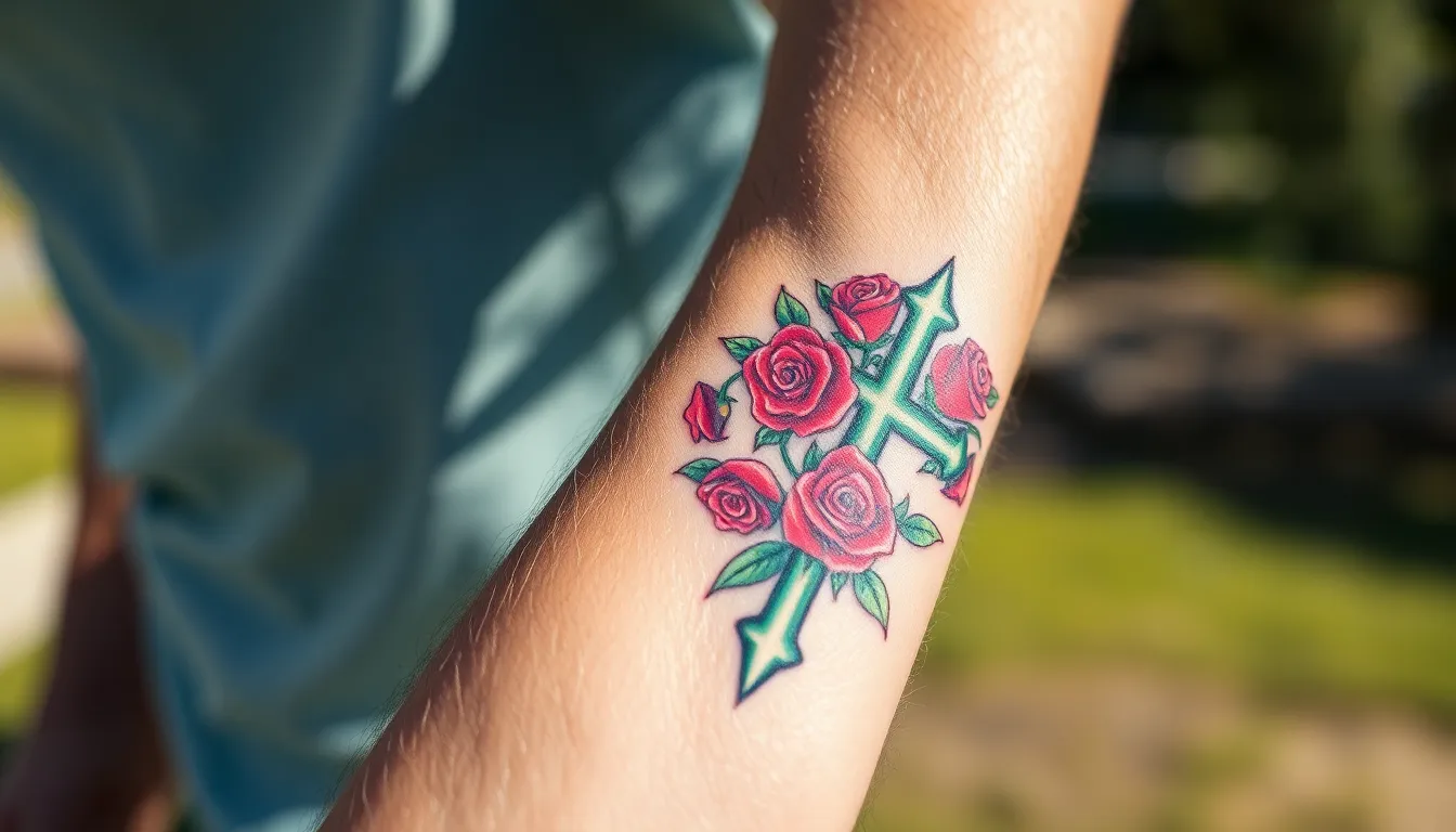 Cross and Roses Tattoo for Men: 30+ Designs, Meanings & Placement Ideas 8 Cross and Roses Tattoo for Men: 30+ Designs, Meanings & Placement Ideas 7