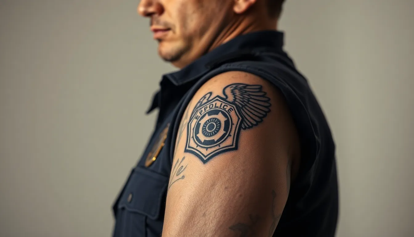25 Powerful Police Tattoo Ideas for Men: Badges, Thin Blue Line & Memorial Designs 8 25 Powerful Police Tattoo Ideas for Men: Badges, Thin Blue Line & Memorial Designs 7
