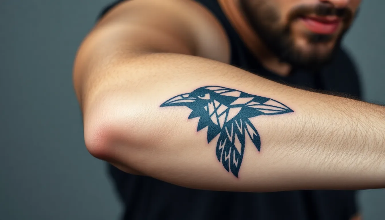 50+ Striking Raven Tattoo Ideas for Men: From Norse to Minimalist Designs 8 50+ Striking Raven Tattoo Ideas for Men: From Norse to Minimalist Designs 7