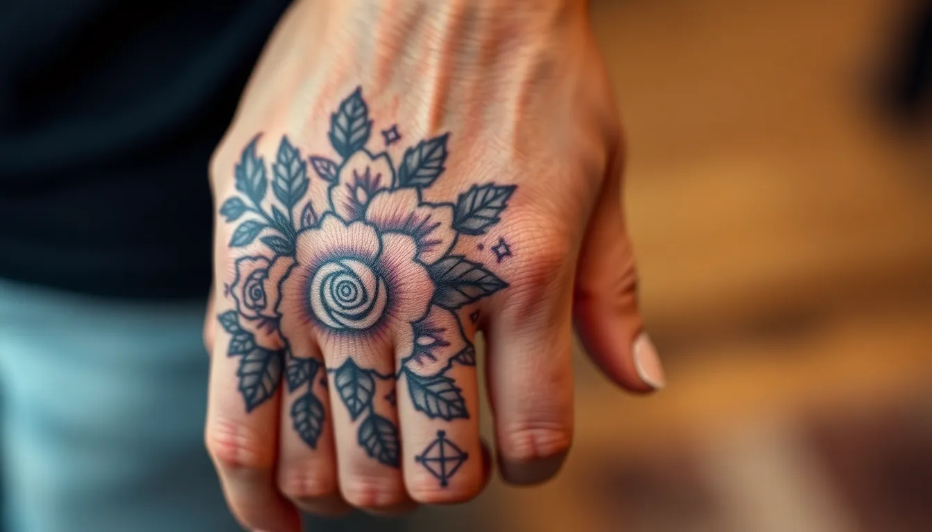 50+ Bold Rose Tattoo Designs for Men's Hands: Complete Style Guide 2025 8 50+ Bold Rose Tattoo Designs for Men's Hands: Complete Style Guide 2025 7