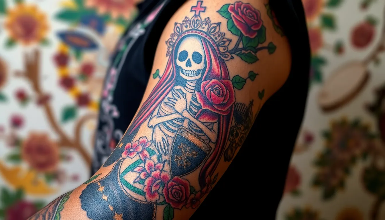 Santa Muerte Tattoo for Men: 50+ Powerful Designs & Meanings Guide 2025 8 Santa Muerte Tattoo for Men: 50+ Powerful Designs & Meanings Guide 2025 7