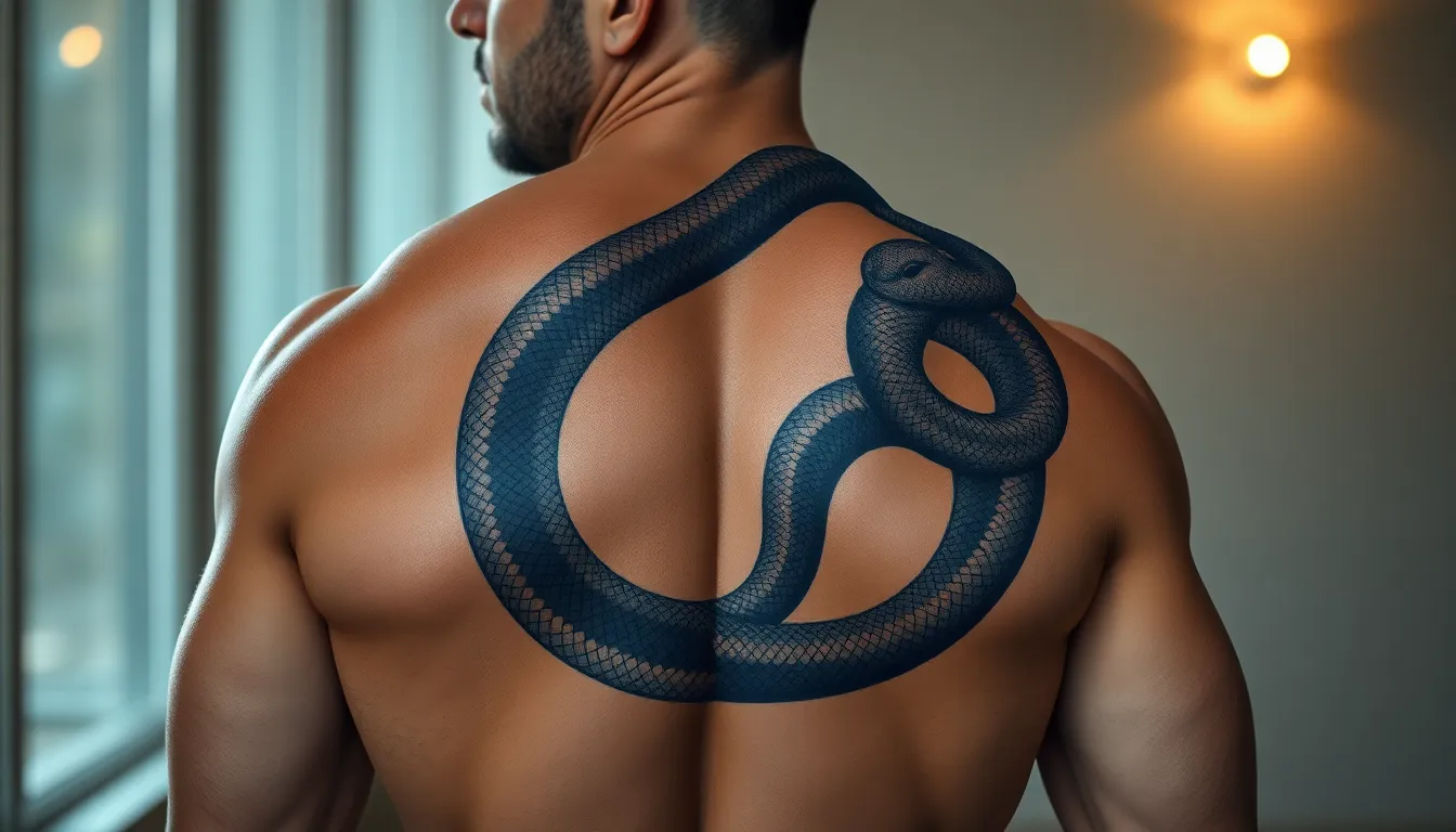 50 Bold Snake Back Tattoo Ideas for Men: Designs, Costs & Pain Guide 8 50 Bold Snake Back Tattoo Ideas for Men: Designs, Costs & Pain Guide 7