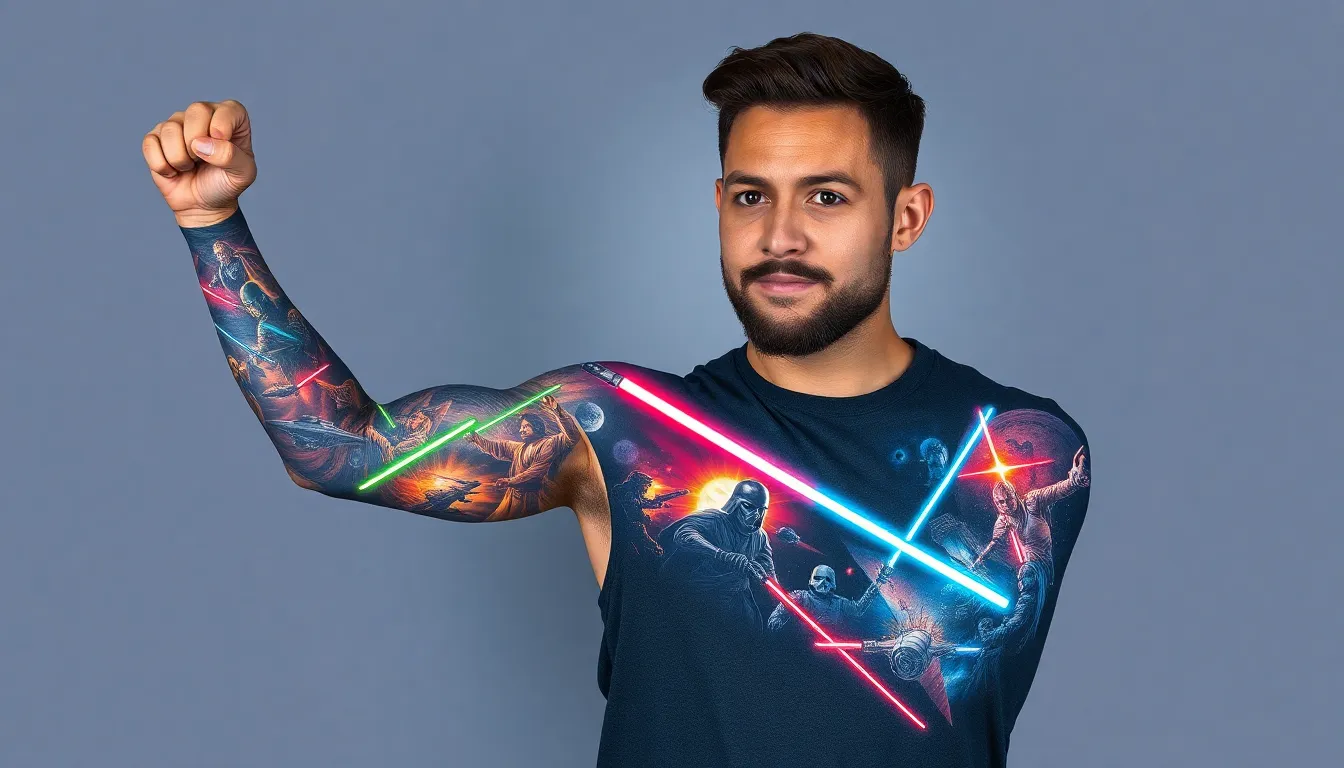50+ Epic Star Wars Tattoo Ideas for Men: From Minimalist to Sleeve Designs 8 50+ Epic Star Wars Tattoo Ideas for Men: From Minimalist to Sleeve Designs 7