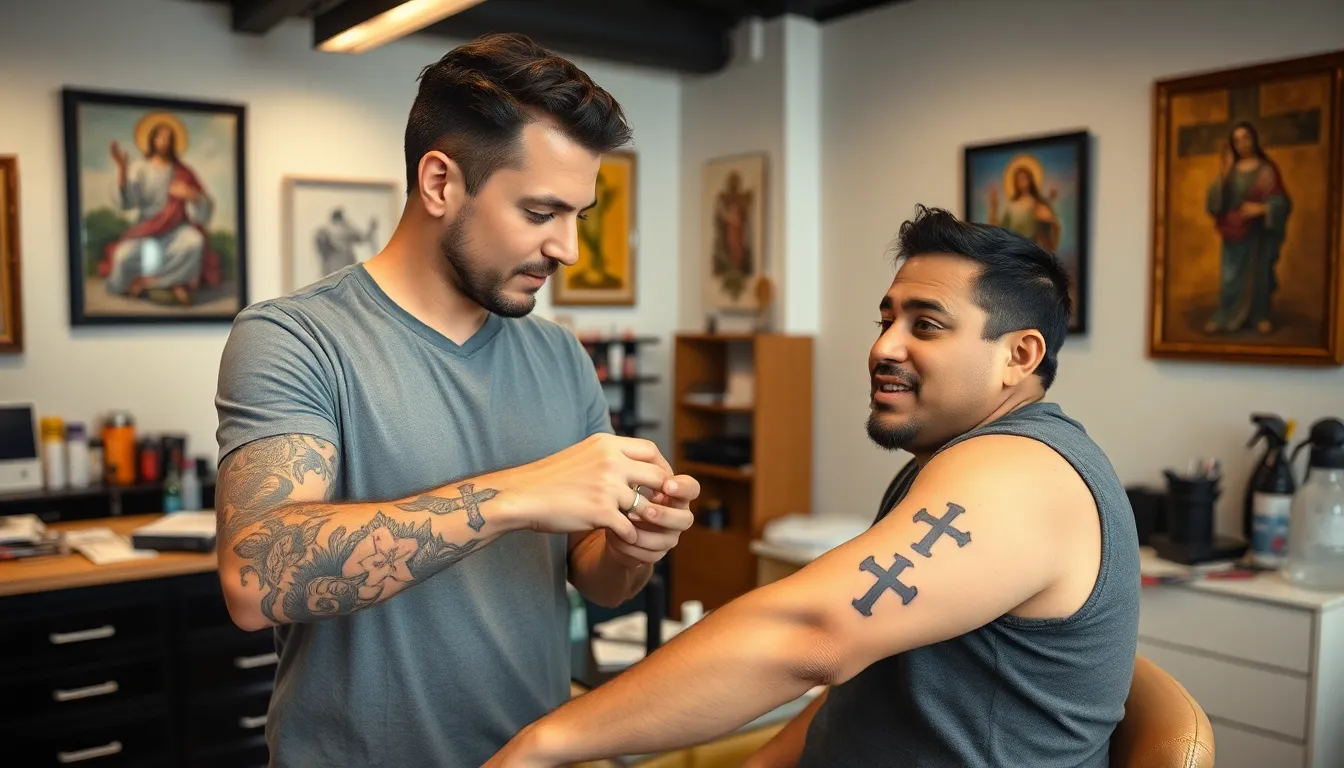 Three Crosses Tattoo for Men: Meaning, Designs & Placement Guide 2025 8 Three Crosses Tattoo for Men: Meaning, Designs & Placement Guide 2025 7