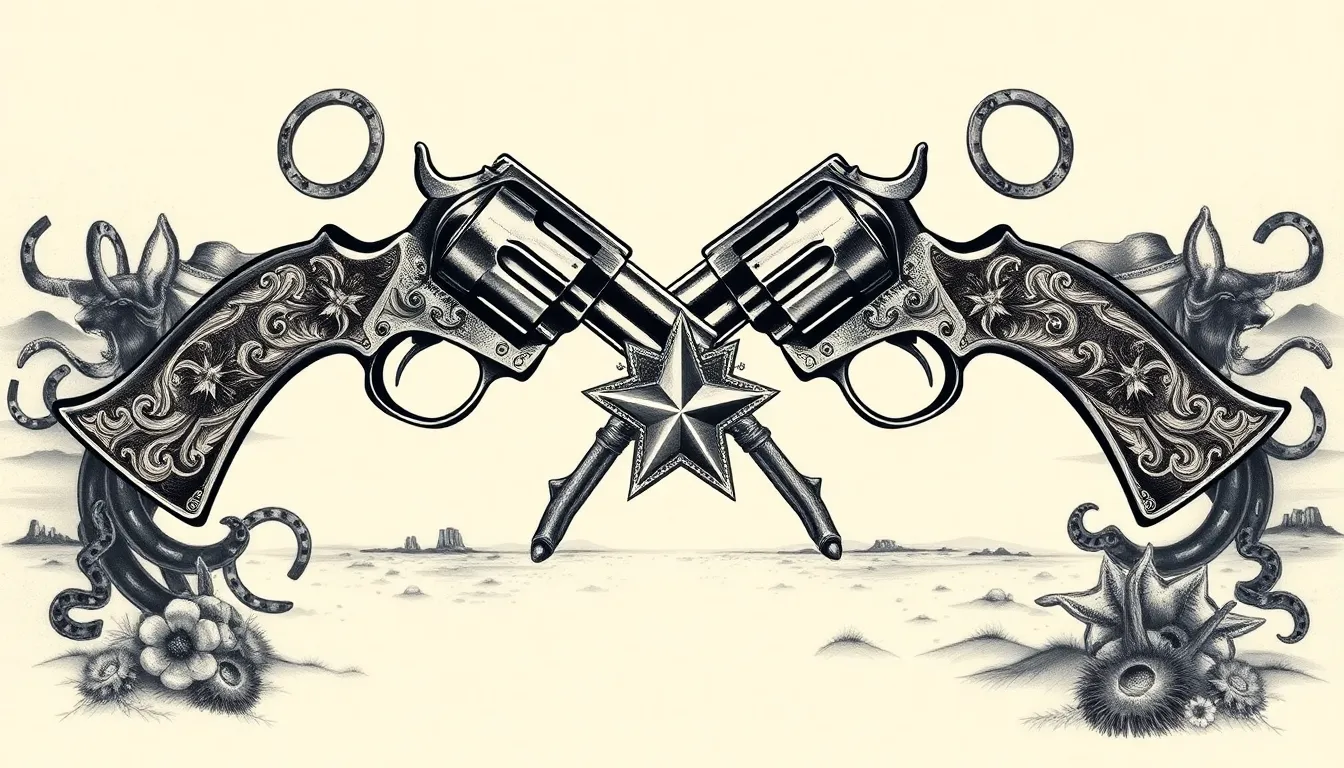 50+ Epic Western Sleeve Tattoo Ideas for Men (Cowboys, Outlaws & More) 8 50+ Epic Western Sleeve Tattoo Ideas for Men (Cowboys, Outlaws & More) 7