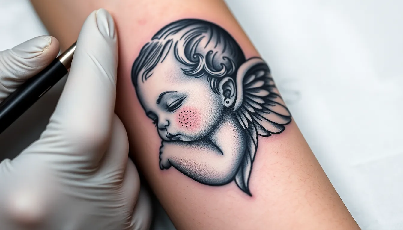 50+ Baby Angel Tattoo Ideas for Men: Meaningful Designs & Placement Guide 10 50+ Baby Angel Tattoo Ideas for Men: Meaningful Designs & Placement Guide 9