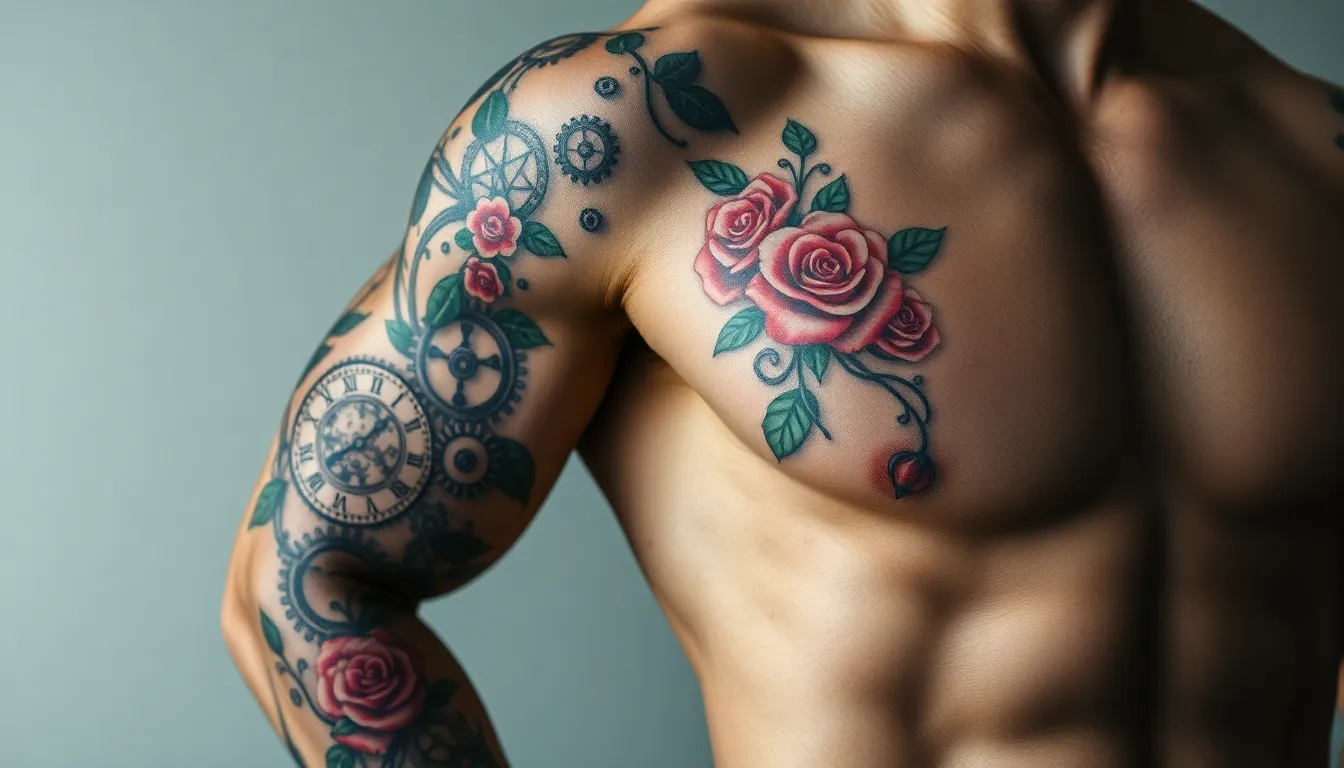 45 Best Clock and Rose Tattoo Designs for Men: Meanings, Styles & Placement Ideas 10 45 Best Clock and Rose Tattoo Designs for Men: Meanings, Styles & Placement Ideas 9