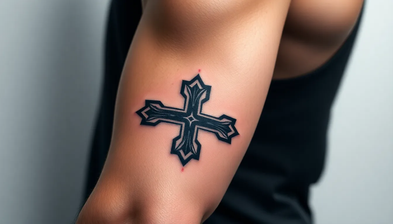 50+ Bold Cross Tattoo Ideas for Men's Forearms: Styles, Placement & Meaning 10 50+ Bold Cross Tattoo Ideas for Men's Forearms: Styles, Placement & Meaning 9
