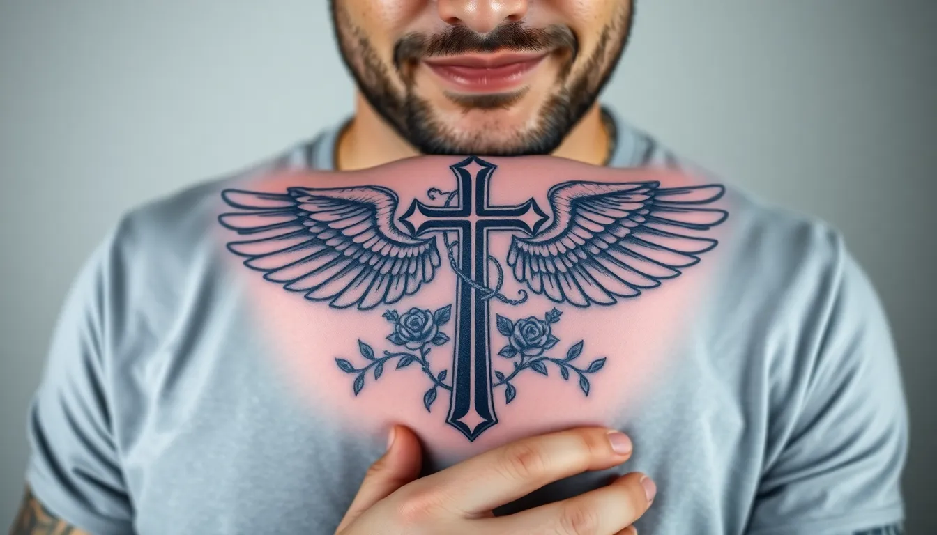 Cross With Wings Tattoo For Men: 50+ Powerful Designs & Meanings That Inspire 10 Cross With Wings Tattoo For Men: 50+ Powerful Designs & Meanings That Inspire 9