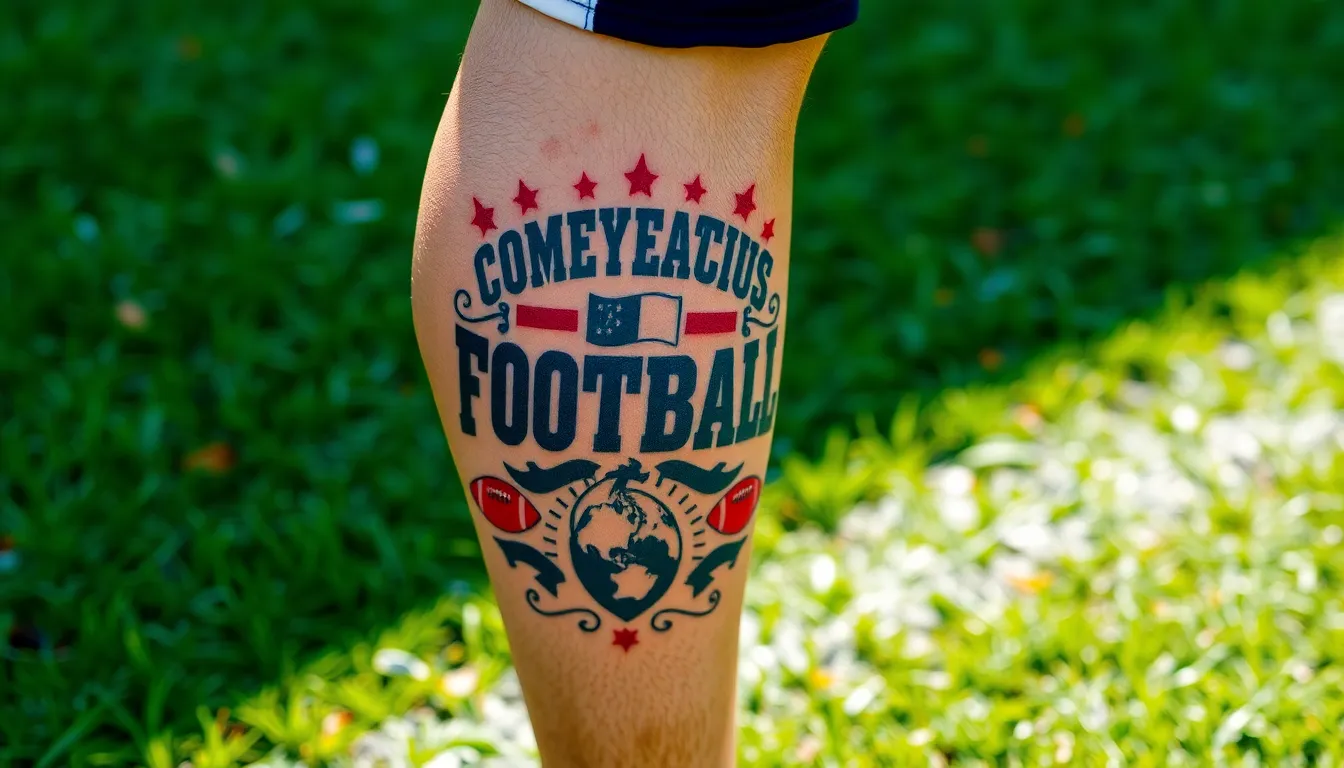 50+ Football Tattoo Ideas for Men's Legs: Team Logos, Players & Championship Designs 9