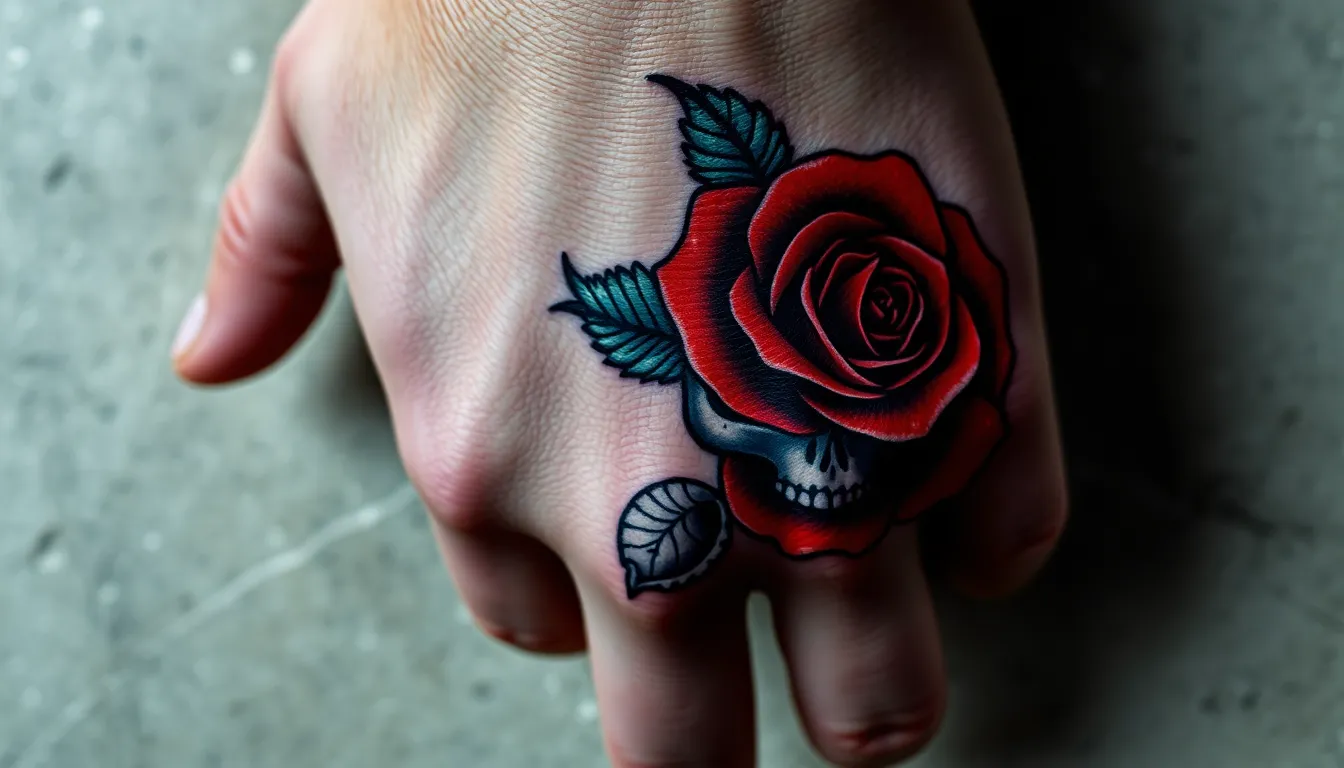 50+ Bold Rose Tattoo Designs for Men's Hands: Complete Style Guide 2025 10 50+ Bold Rose Tattoo Designs for Men's Hands: Complete Style Guide 2025 9