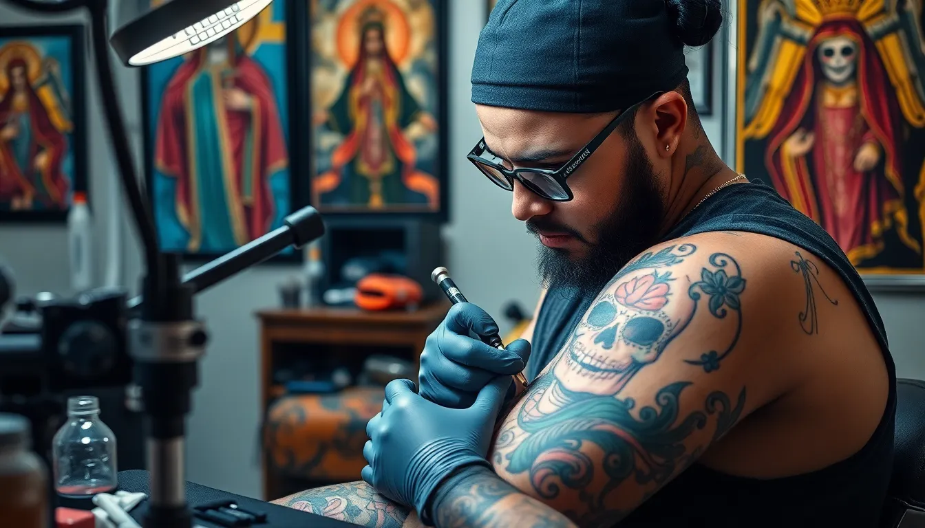 Santa Muerte Tattoo for Men: 50+ Powerful Designs & Meanings Guide 2025 10 Santa Muerte Tattoo for Men: 50+ Powerful Designs & Meanings Guide 2025 9