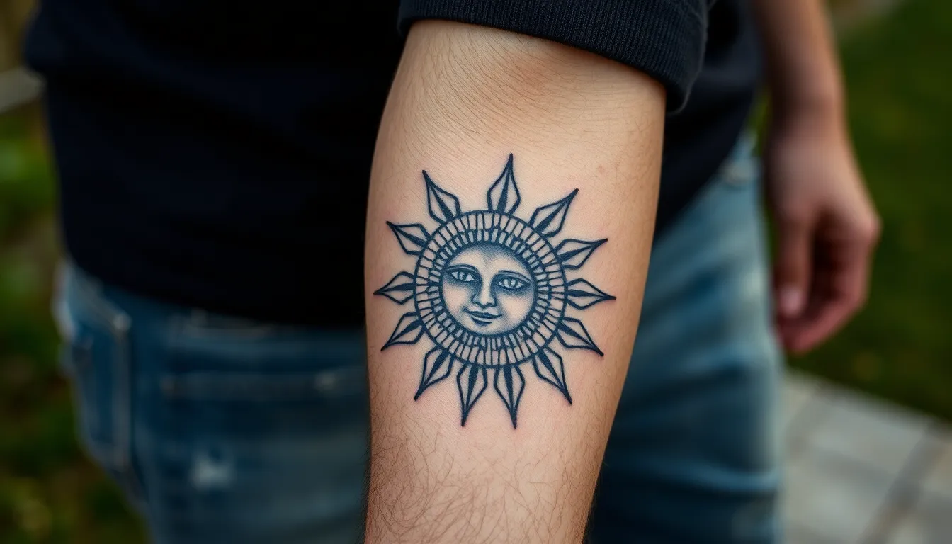50 Powerful Sun Tattoo Designs for Men: From Tribal to Modern Styles (2025 Guide) 10 50 Powerful Sun Tattoo Designs for Men: From Tribal to Modern Styles (2025 Guide) 9