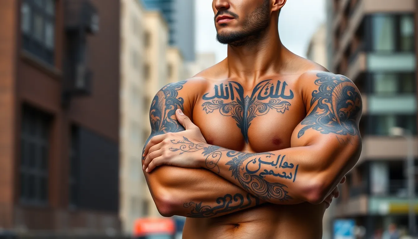 50 Bold Arabic Tattoo Designs for Men: Meaningful Scripts & Cultural Symbols 12 50 Bold Arabic Tattoo Designs for Men: Meaningful Scripts & Cultural Symbols 11