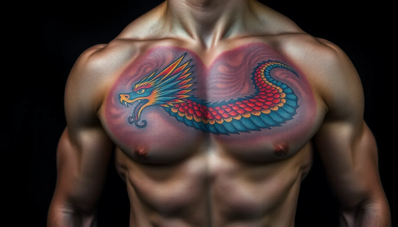 50 Epic Chest Dragon Tattoo Ideas for Men: Designs, Meanings & Placement Tips 12 50 Epic Chest Dragon Tattoo Ideas for Men: Designs, Meanings & Placement Tips 11