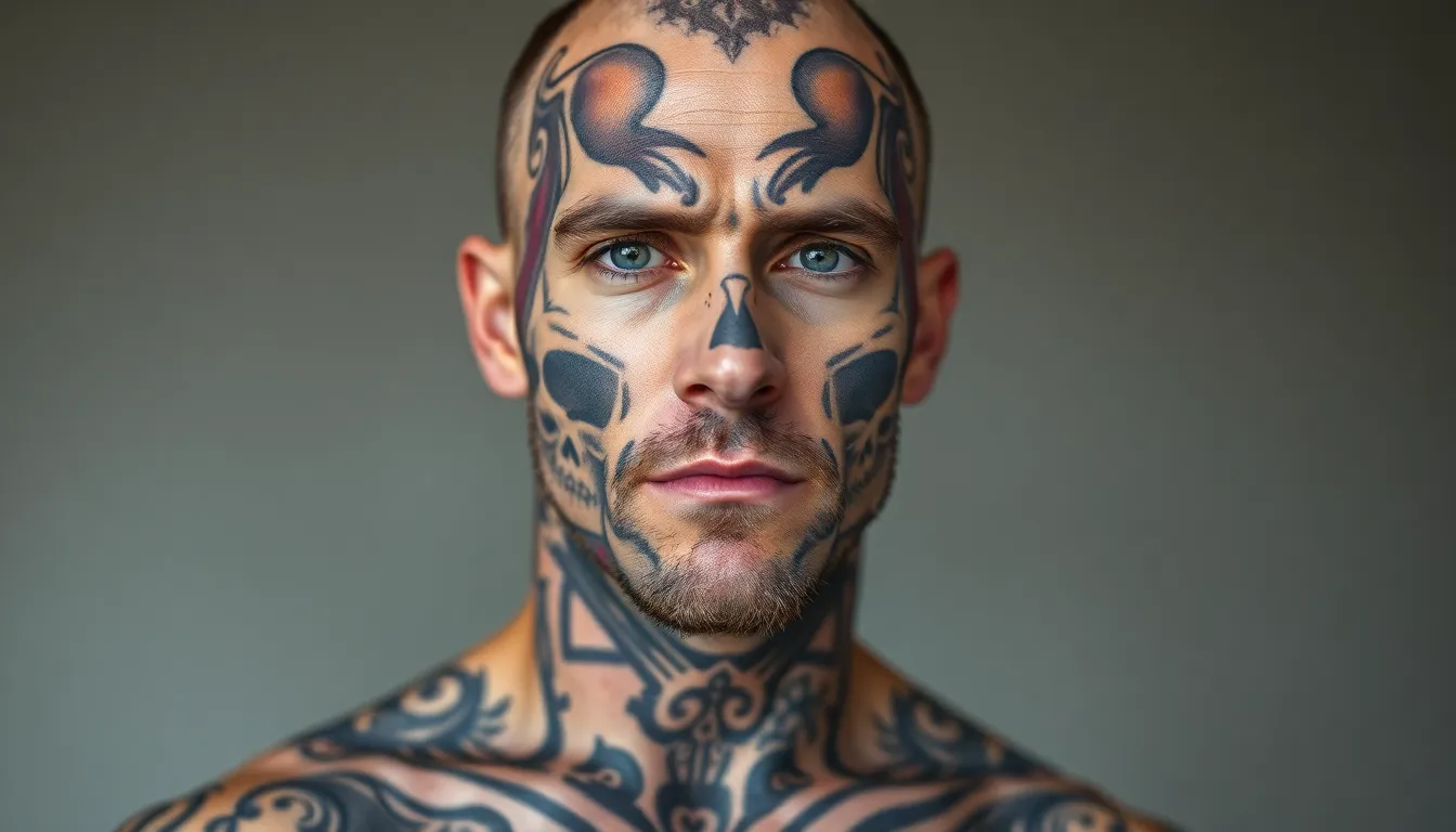 50+ Bold Face Tattoo Ideas for Men: From Small to Full Coverage Designs 12 50+ Bold Face Tattoo Ideas for Men: From Small to Full Coverage Designs 11