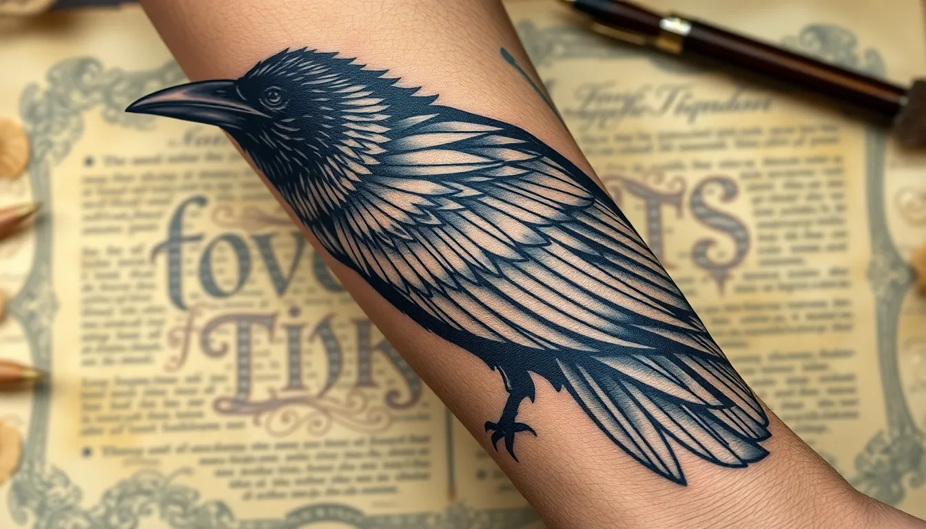 50+ Striking Raven Tattoo Ideas for Men: From Norse to Minimalist Designs 12 50+ Striking Raven Tattoo Ideas for Men: From Norse to Minimalist Designs 11