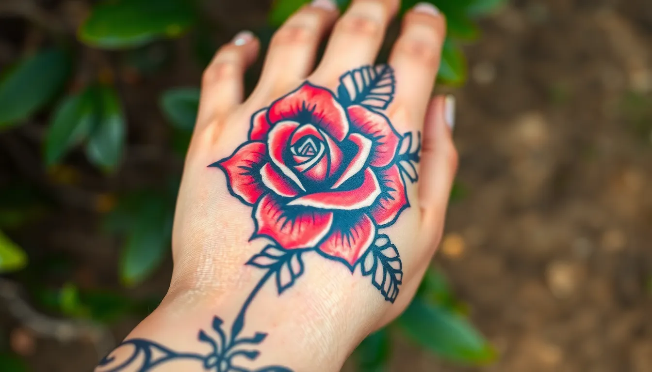 50+ Bold Rose Tattoo Designs for Men's Hands: Complete Style Guide 2025 12 50+ Bold Rose Tattoo Designs for Men's Hands: Complete Style Guide 2025 11