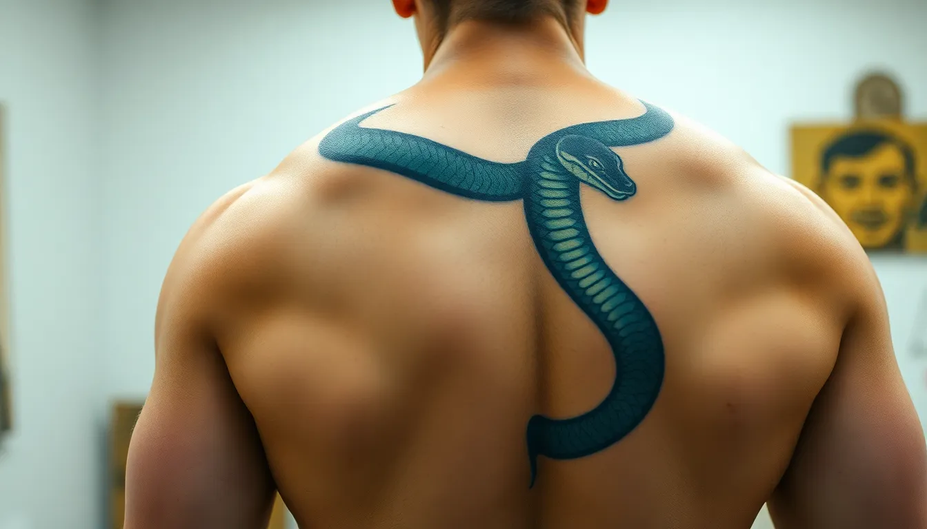 50 Bold Snake Back Tattoo Ideas for Men: Designs, Costs & Pain Guide 12 50 Bold Snake Back Tattoo Ideas for Men: Designs, Costs & Pain Guide 11