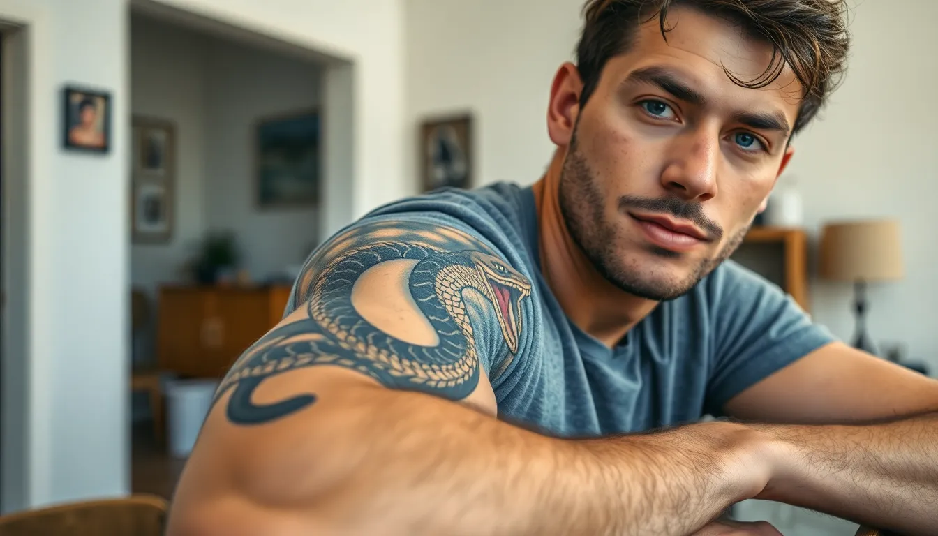 50 Best Snake Shoulder Tattoo Ideas for Men: Bold Designs & Meanings 11