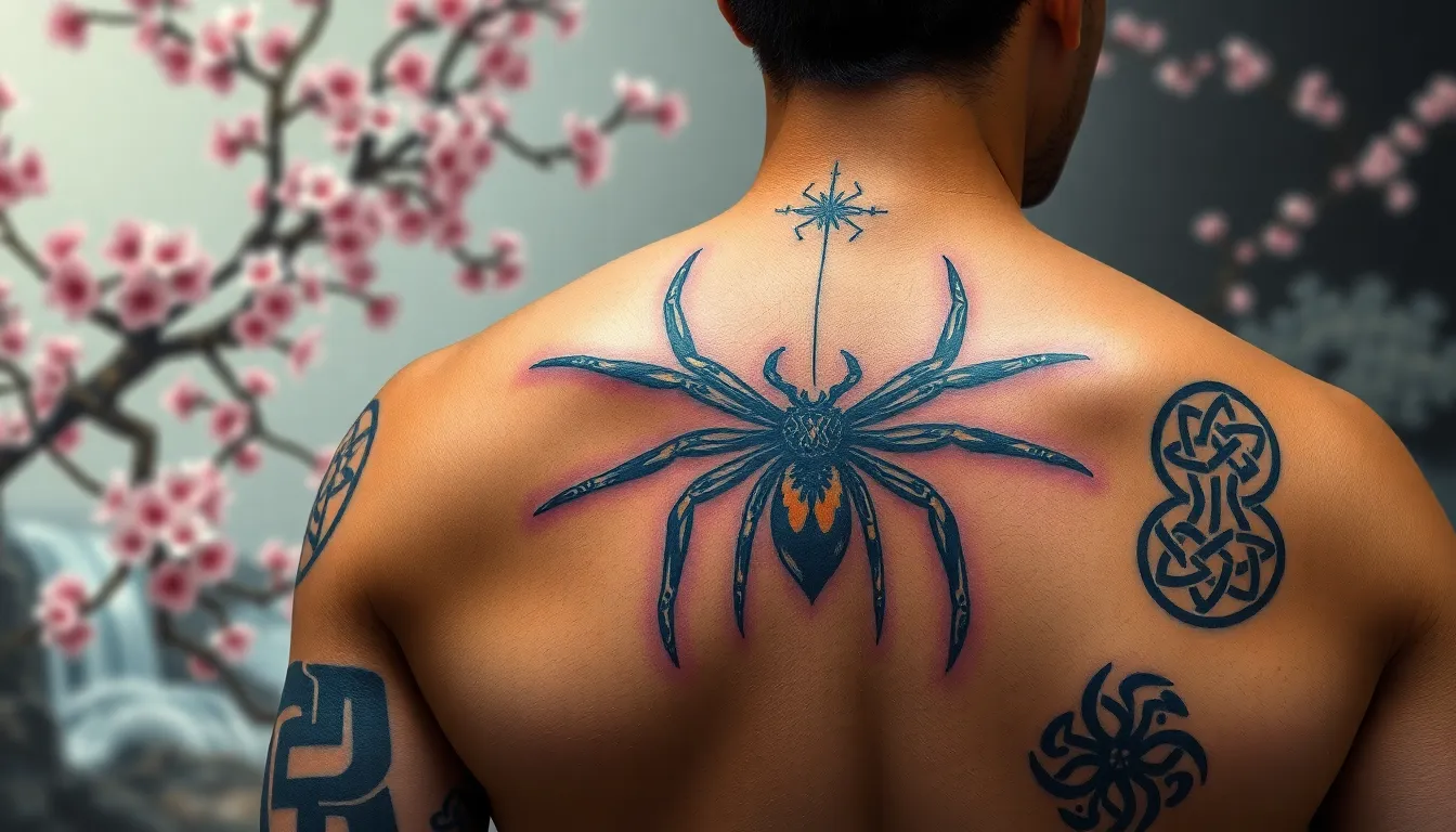 50 Bold Spider Tattoo Ideas for Men: From Black Widows to Geometric Designs 12 50 Bold Spider Tattoo Ideas for Men: From Black Widows to Geometric Designs 11