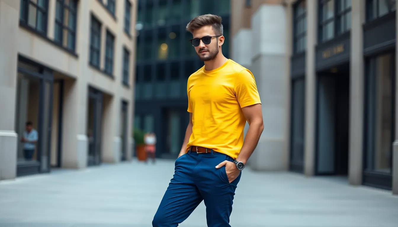 25 Stylish Yellow T-Shirt Outfits for Men: From Casual to Professional Looks 12 25 Stylish Yellow T-Shirt Outfits for Men: From Casual to Professional Looks 11
