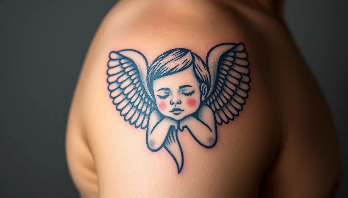 50+ Baby Angel Tattoo Ideas for Men: Meaningful Designs & Placement Guide 14 50+ Baby Angel Tattoo Ideas for Men: Meaningful Designs & Placement Guide 13