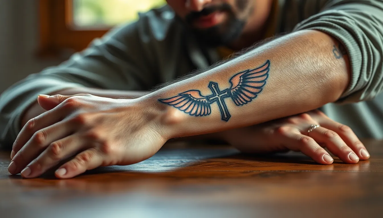 Cross With Wings Tattoo For Men: 50+ Powerful Designs & Meanings That Inspire 14 Cross With Wings Tattoo For Men: 50+ Powerful Designs & Meanings That Inspire 13