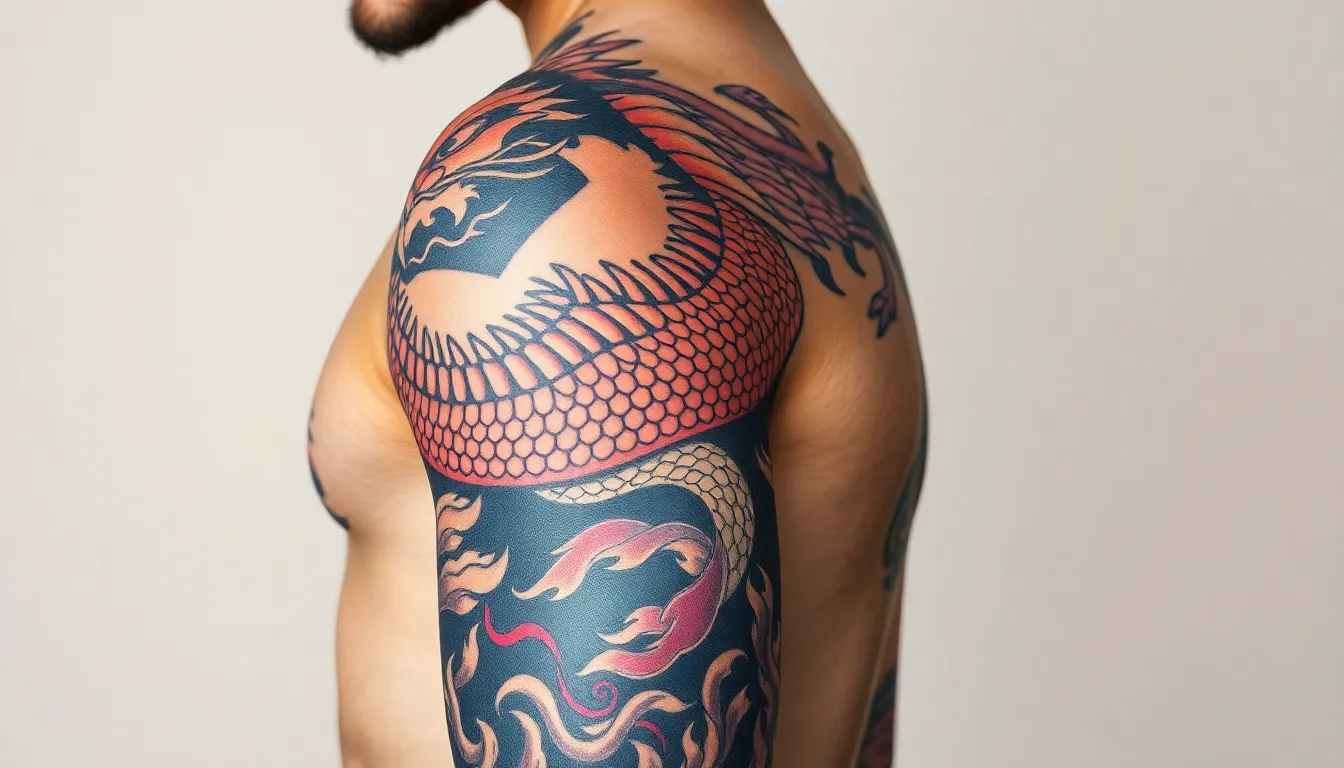 50 Epic Dragon Tattoo Sleeve Ideas for Men: Japanese, Celtic & Modern Designs 13
