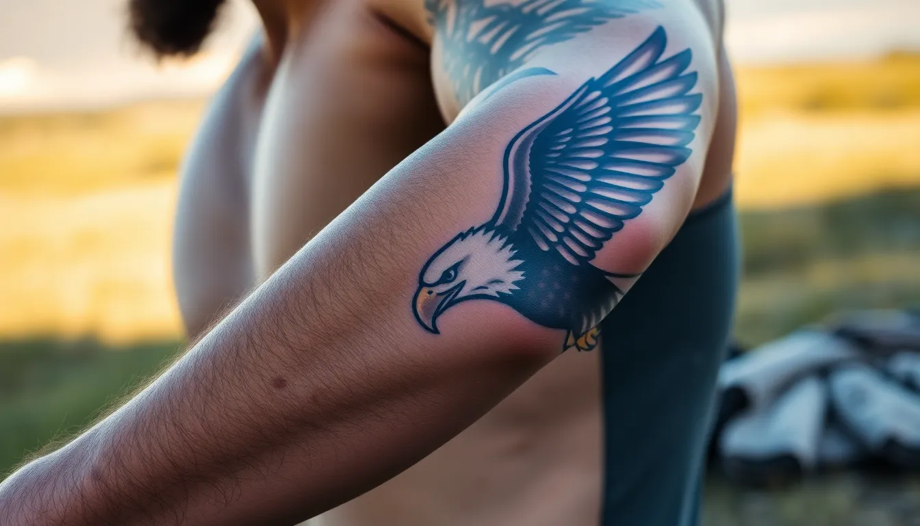 50 Powerful Eagle Forearm Tattoo Ideas for Men: Designs, Meanings & Placement Tips 14 50 Powerful Eagle Forearm Tattoo Ideas for Men: Designs, Meanings & Placement Tips 13