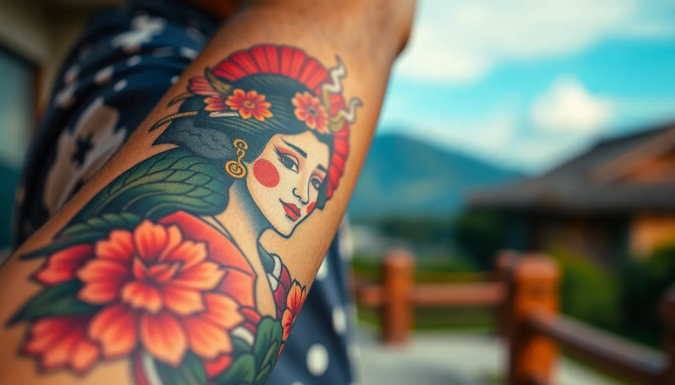Bold Geisha Tattoo Designs for Men: Traditional Japanese Art Meets Modern Masculinity 14 Bold Geisha Tattoo Designs for Men: Traditional Japanese Art Meets Modern Masculinity 13